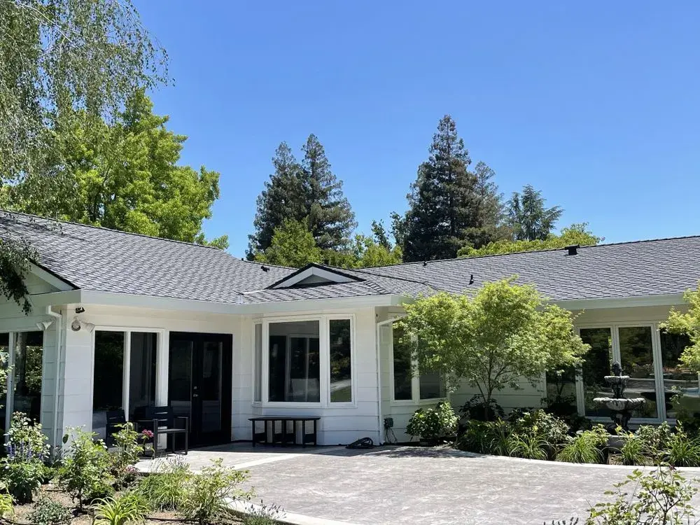 Finished roof, single-story home