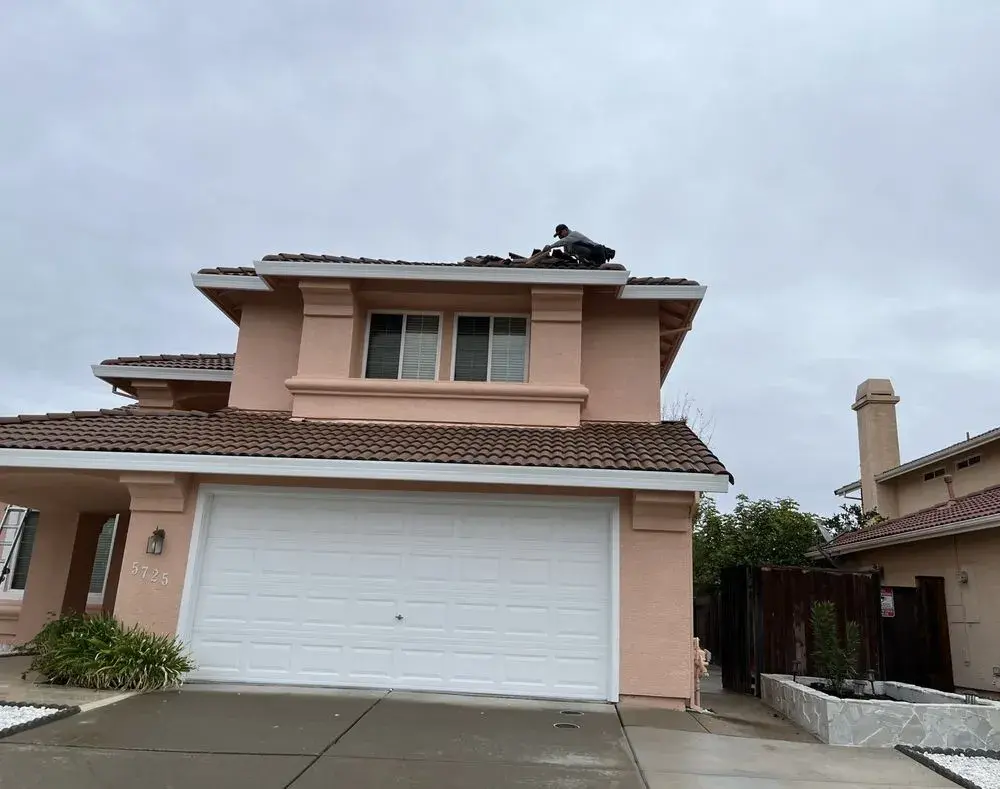 Two-story home, tile roof