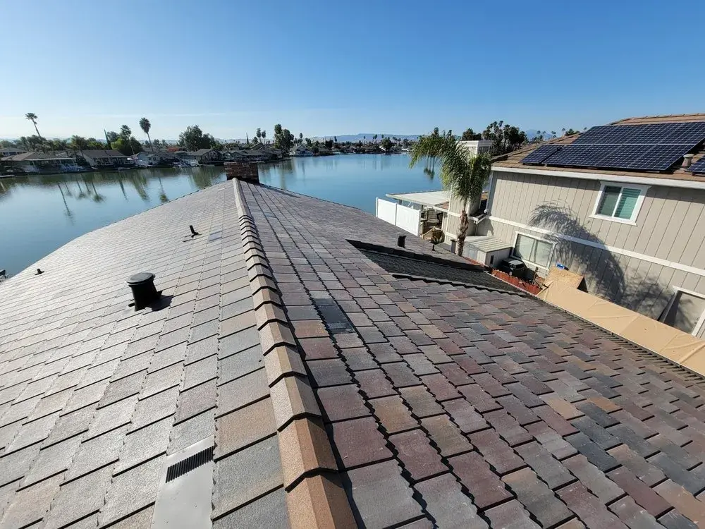 Tile roof by the water